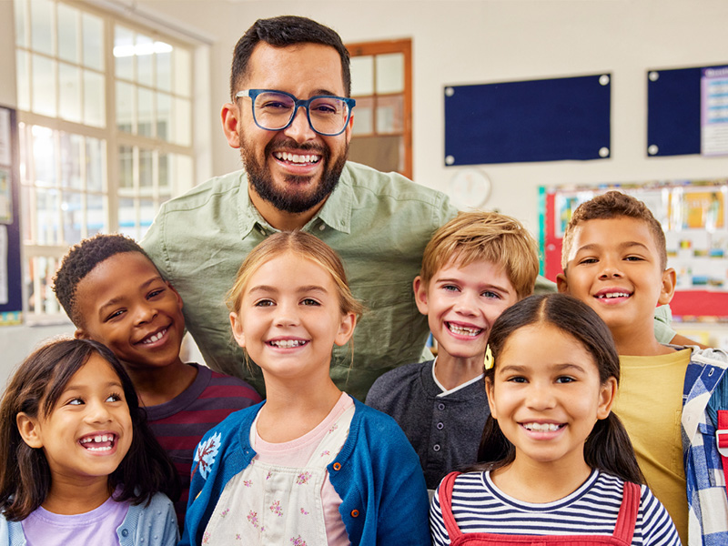 Teacher and students