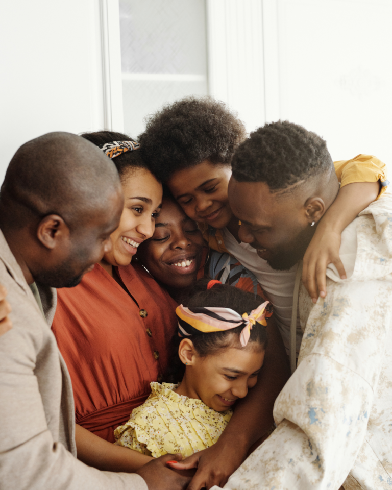 Family together hugging